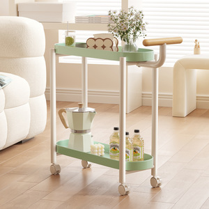 Small Living Room <b>Side</b> <b>Table</b> 2 Tier Movable Wheeled <b>Storage</b> Cart Multipurpose Portable Shelf - Product Image 1