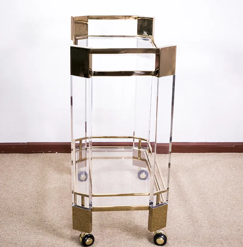Chariot de Service de chambre d'hôtel en laiton Antique, meuble en acrylique transparent, chariot de Service de Restaurant, 1 pièce