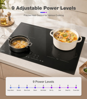 Table de cuisson à induction encastrable HYUNDAI 72CM 4 zones 7.2KW en céramique avec hotte aspirante intégrée 800m³/h pour usage domestique