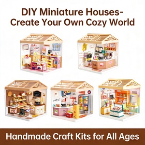 Nouveaux jouets STEM, kit de maison modulaire à toit ouvrant DIY, lumières LED sur le toit, 5 thèmes de magasins, mini-scène empilable, jouet éducatif - Product Image 1