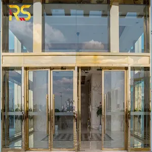 Foshan Современная декоративная Золотая стальная входная дверь стеклянная гаражная дверь для отеля