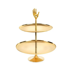 ขาตั้งเค้กทองเหลืองทำมือคุณภาพสูง ขายดี ดีไซน์ทันสมัย ทรงกลม 2 ชั้น ชุบทอง พร้อมจำหน่าย - Product Image 4