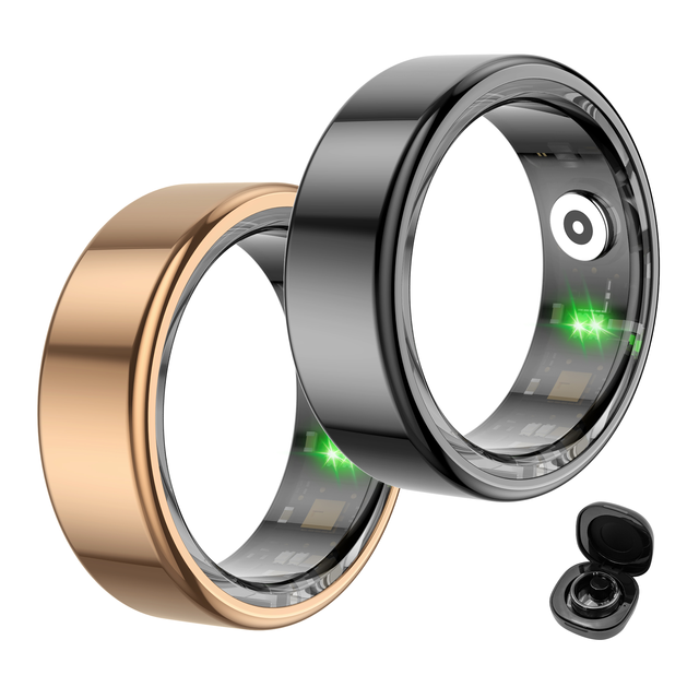 R02 Smart Ring Wearable Health Tracker Heart Rate IP68 Waterproof Sleep Fitness Tracker Rings With Wireless Charging Case