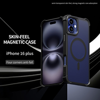 Étui de téléphone magnétique antichoc pour iPhone 16 Pro Max 16E, étui de téléphone magnétique givré pour Samsung S25 Edge