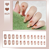 Faux ongles carrés à presser, couleur nude avec bord doré et motif écaille de tortue, réutilisables, en ABS, couvrance totale, pour usage quotidien féminin