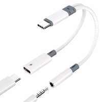 Verbesserte Version Weißer Universeller USB-C zu 3,5mm Audio-Ladeadapter Geflochtener Schnelllade-Konverter für Handy Tablet Laptop