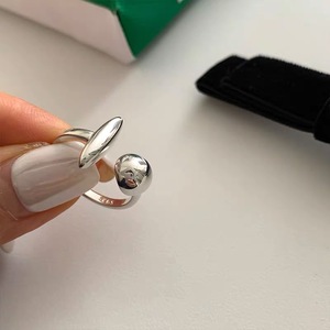 Anillo geométrico con forma de esfera para mujer, anillo abierto de plata S925 para dedo índice, estilo minimalista y chic, joyería de estilo hip hop, regalo. - Product Image 3