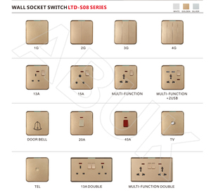 איכות פרימיום abuk שחור/לבן/זהב/אפור pc לוח שלושה שקעים כוח סיכה 15 א קיר חשמלי עם 1 כנופיה על/כיבוי מתג - Product Image 5