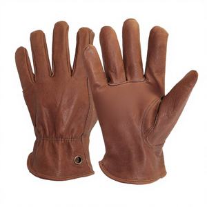 Guantes de Trabajo de Cuero Marrón para Cortadora de Césped, Construcción Resistente y Duradera de Cuero Vacuno, Modelo N115, Talla 2XL, Textura Granulada - Product Image 4