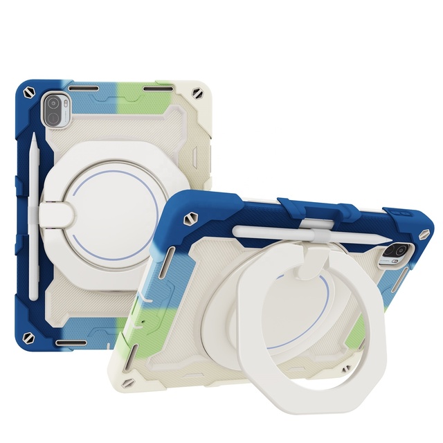 360 Rotation Ring Kickstand 2 in 1 PC Silicone Tablet Case for Xiaomi Mi Pad 5 Back Cover