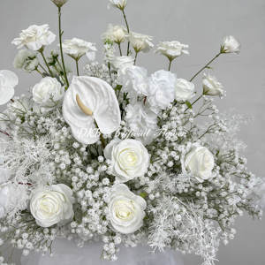 DKB ลูกบอลดอกไม้ประดิษฐ์สำหรับตกแต่งโต๊ะงานแต่งงานลูกบอลดอกไม้สีขาวขนาด60ซม. - Product Image 3