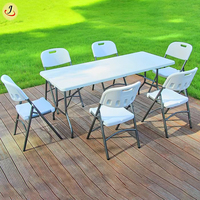 Table de salle à manger pliante portable d'extérieur la plus vendue, 4/6/8 pieds, en plastique blanc, table de buffet moderne avec pieds en tube d'acier, mobilier d'extérieur