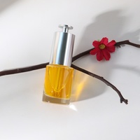 Flacon en verre HOPECK droit et rond de 15/30/50 ml pour huile essentielle/sérum avec pipette compte-gouttes à bouton poussoir en aluminium en forme de T 18/415