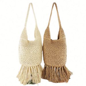 Tassel Rope Designer Straw <b>Bag</b> Fashion One Shoulder Pineapple Buckle Beach Handbag Braided Casual Women Summer <b>Bags</b> - Product Image 1