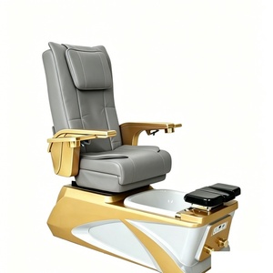 Fauteuil de pédicure massant moderne pour salon de manucure et spa, avec bain de pieds en verre coloré, fauteuil de pédicure inclinable pour institut de beauté - Product Image 3