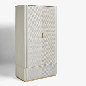 <span class=keywords><strong>Armario</strong></span> Moderno Personalizado en Gris Claro, Madera Maciza con Acabado en Melamina, con Cajones, Diseño Acanalado, Mueble de Almacenamiento - Product Image 5