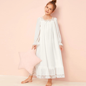 <span class=keywords><strong>Camicia</strong></span> <span class=keywords><strong>da</strong></span> <span class=keywords><strong>Notte</strong></span> in Pizzo di Alta Qualità per Bambina, Abito Traspirante per la <span class=keywords><strong>Notte</strong></span> Autunnale - Product Image 1