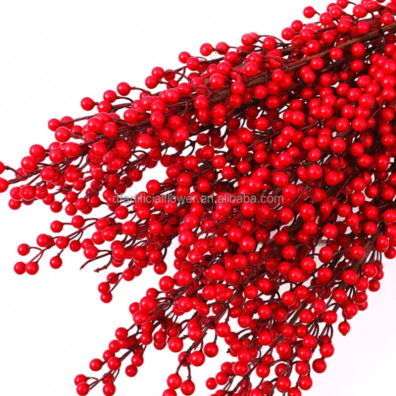 Рождественские украшения H120B, принадлежности для украшения, длинные стебли, ягоды, ветки, искусственные цветы, красные ягоды, фрукты, падуб