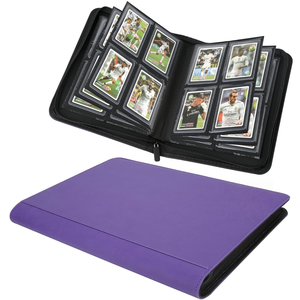 Porte-cartes en PU couleur personnalisée, 4 pochettes, fermeture éclair, étui de rangement premium pour cartes à collectionner - Product Image 1