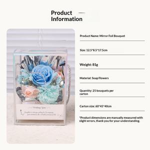 Espejo Decorativo de Escritorio con Papel de Aluminio, Ramo de Rosas de la Vida Eterna, Regalo de Cumpleaños de Alta Gama para Novia, Caja de Regalo - Product Image 2