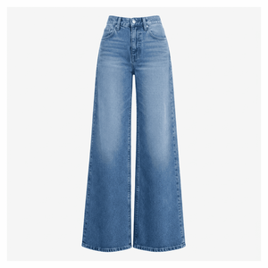 Jean en denim délavé taille mi-haute à jambe large, coupe ample en coton, style vintage déchiré, décontracté, pour l'automne, fabriqué au Bangladesh - Product Image 3