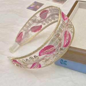 Nueva Diadema de Plumas con Diseño de Girasol y Flor de la Fortuna, Bordada, de Borde Ancho, de Lujo Ligero, con Dientes Internos Antideslizantes, Accesorios - Product Image 3