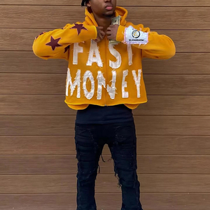 เสื้อฮู้ดดี้ทรงบ็อกซี่ ตัดเย็บแบบครอป ขอบดิบ ซิปหน้า ผ้าหนา 500gsm ล้างสีแบบแอซิด ปักลายแบบดิสเทรสตามสั่งจากโรงงาน ผลิตภัณฑ์ฤดูใบไม้ผลิ 100% - Product Image 5