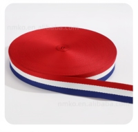 Ceinture tissée en polyester tricolore du fabricant – Accessoire de mode polyvalent pour vêtements et bagages, avec motif imprimé et attache pour médaille