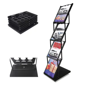 wholesale a4 brochure stand holder floor display stand rack metal tall catalog brochure magazine display stand