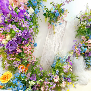 Décoration murale florale en soie Monet Garden, arrangement floral fait main rond pour mariage, hall et photographie - Product Image 3