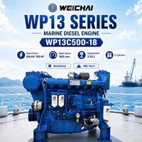 Moteur diesel marin mécanique WEICHAI WP13C500-18 368kW 500PS 1800RPM pour bateau de pêche, bateau de travail, propulsion marine OEM