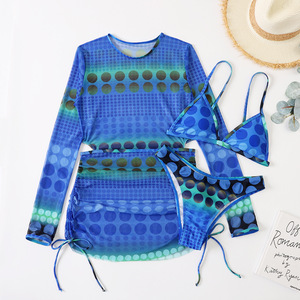 Nuevo conjunto de traje de baño de tres piezas estilo europeo y americano 2022, bikini de moda transfronterizo, protección solar, conservador - Product Image 1