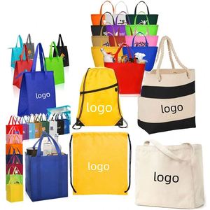 Sacs de courses réutilisables personnalisés avec logo imprimé, en toile de coton blanche unie, grand stock, vente en gros - Product Image 1