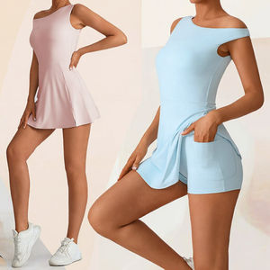 Robe BAIMO sur mesure, nouveau design, sensation de peau nue, épaule dénudée, poche intégrée, extensible dans 4 directions, en spandex/nylon, pour la danse, le golf, le tennis - Product Image 3