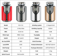 Interruptor de aire OEM, trituradora de doble etapa, fregadero de cocina doméstico, procesador de trituración, máquina trituradora de residuos de alimentos, triturador de basura