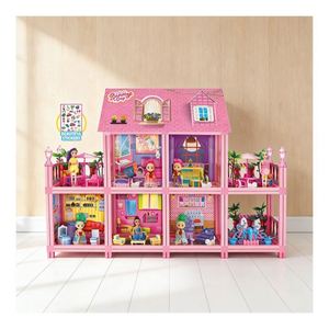 Maison de poupée Villa de jardin avec balcon fleuri et meubles, jouet de jeu d'imitation, cadeau pour filles, enfants et famille - Product Image 5
