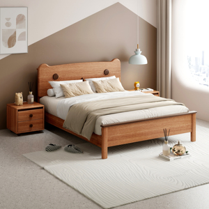 Cama de plataforma de madera maciza de alta calidad con forma de oso, moderna y minimalista, para dormitorio. - Product Image 1