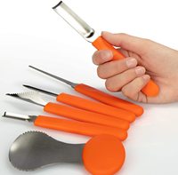 COOKMAMA Kit de 6 pièces en acier inoxydable pour sculpture de citrouille pour adultes-Outils d'Halloween