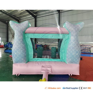 Castillo Inflable de PVC Color Rosa Macaron, Trampolín Inflable, Castillo de Brinco <span class=keywords><strong>con</strong></span> Tobogán, Castillo Inflable Comercial para Niños - Product Image 4