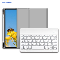Étui pour tablette en silicone souple à trois volets avec porte-stylet et clavier sans fil BT ABS pour iPad Air 11 M4