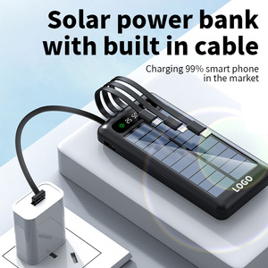 Banco de Energía Solar Portátil de 10000mAh con Entrada USB Tipo-C, Linterna LED Desmontable y 4 Cables Integrados, Venta al Por Mayor - Product Image 3