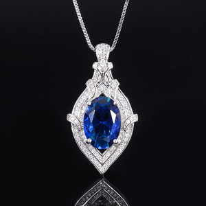 Kalung Liontin Batu Permata Berwarna Potongan Oval <span class=keywords><strong>Art</strong></span> <span class=keywords><strong>Deco</strong></span> Penjualan Langsung Pabrik Perhiasan Mewah Berlapis Emas 18K - Product Image 4