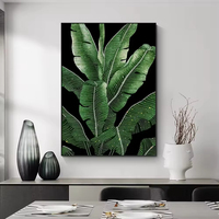 Peinture abstraite moderne en porcelaine cristal nature morte feuille verte plante art décoration murale pour la maison ou l'hôtel fait