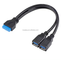 2 puertos USB 3,0 Cable adaptador de 20 pines tipo hembra placa base encabezado 3A carga rápida trenza TPE nuevo Cable de extensión de computadora