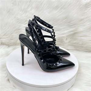 Nouvelles sandales d'été 2026 à talons hauts pour femmes, 12 cm, à bout pointu, talon aiguille, compensées, imperméables, rehaussantes, sexy, décorées de rivets - Product Image 2