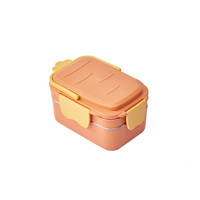 Boîtes à bento rectangulaires en acier inoxydable double couche pour étudiants, design créatif et mignon en forme de radis, étanches, couleur personnalisée, portables