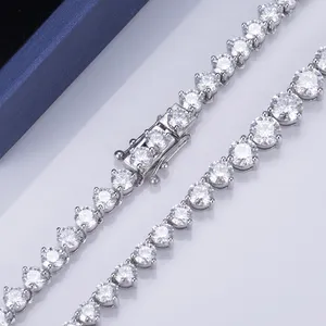 Lab Grown Diamond Tennis Necklace Chain 14k White Gold Custom