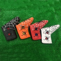 Couvre-chef de club de golf brodé avec logo personnalisé Couvre-chef velcro pour putter en cuir Couvre-tête de putter de golf araignée