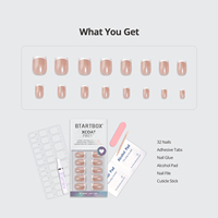 BTArtbox Gel Doux À La Main Artificielle Faux Ongles En Gros Court Rose Amande Plaine Couleur Unie Presse sur Ongles pour L'été