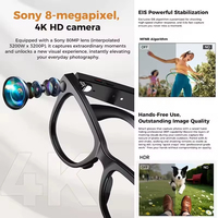 Gafas Inteligentes M02 Ultra con Cámara, Estuche de Carga Inversa de 3600 mAh, 32 GB, IA ChatGPT, Reconocimiento/Traducción de Objetos, Llamadas, Gafas de Sol
